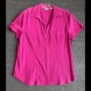 Chico's Vibrant Pink Cotton Short Sleeve- Size 2